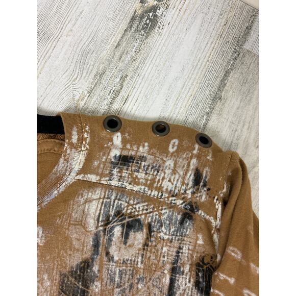 Indie Peace Men’s M Tan Artistic Organic Handmade T-Shirt Rare Discontinued NEW - Picture 6 of 7